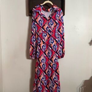 Vibrant Geometric Print Maxi Dress